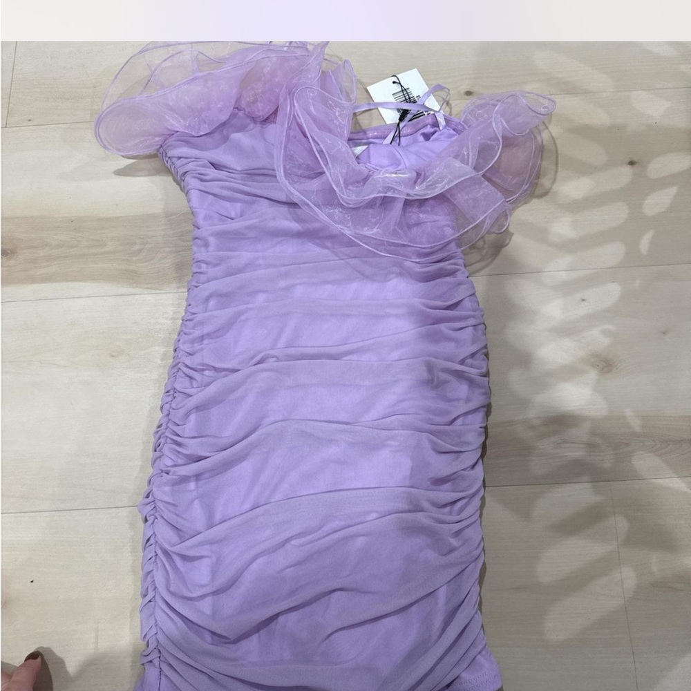 Elegant Lavender Ruched Dress